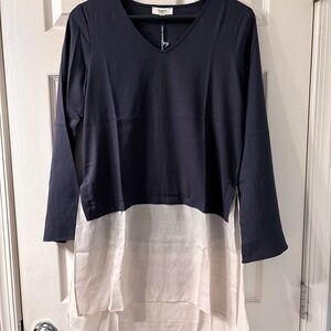 Hayden Navy and White Layered Women's Top